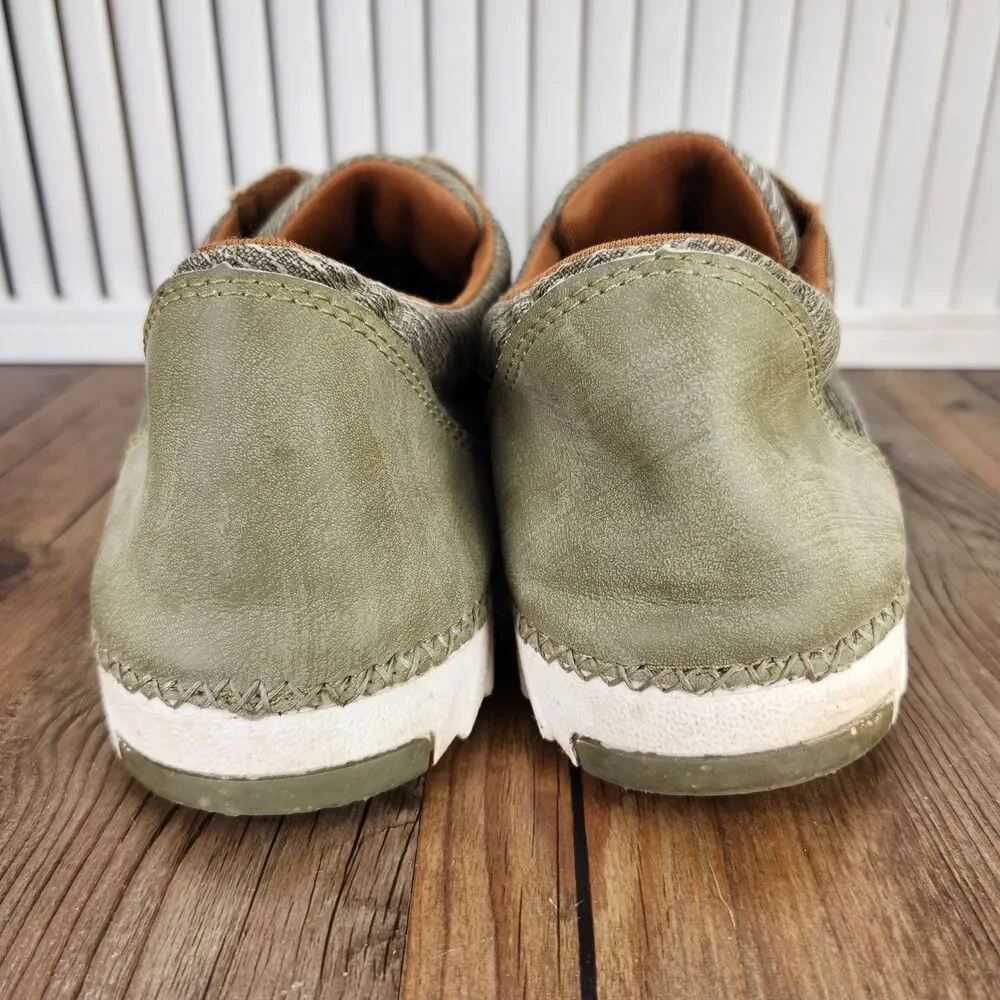 Twisted X Zero-X Men's 10.5 Olive Green Lace Up Boat Dock Moc Toe Shoes MZX0009